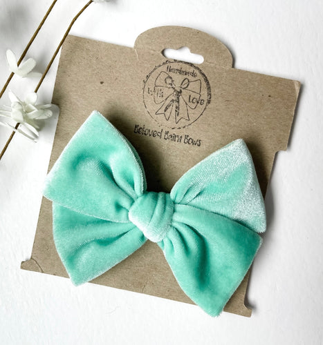 Mint Handtied Bows and Headbands