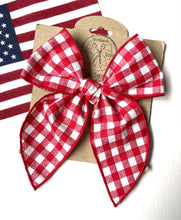 Load image into Gallery viewer, Red Gingham Beloved Bows and Headbands