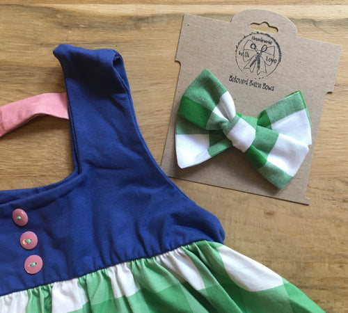 Green buffalo Handtied Bow