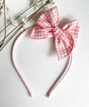Load image into Gallery viewer, Pink/pink Gingham Bows and Headbands