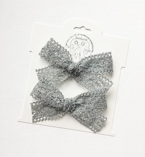 Silver Vintage Lace Bows