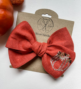 Pumpkin Ginger Embroidered Bows and Headbands