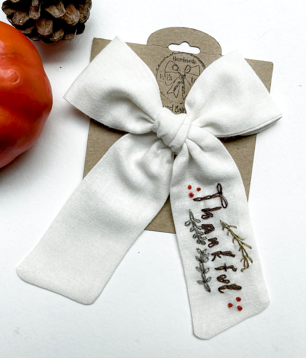 Thankful Embroidered Jayleigh Bows