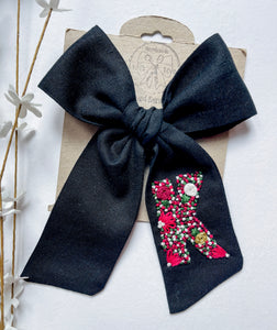 *PREORDER* Holiday Floral Embroidered Initial Bows