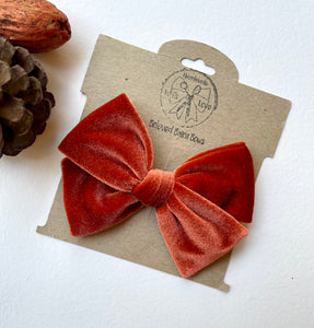 Rust and Dusty Blue Handtied Velvet Bows