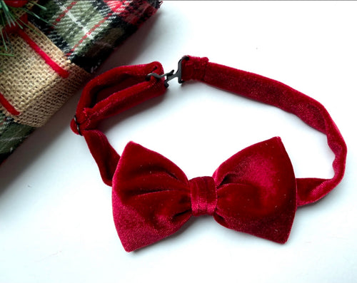Ruby Red Velvet Bow tie