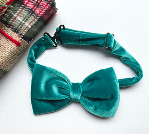 Emerald Teal Velvet Bow tie