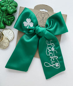Lucky Charm Embroidered Satin Bows