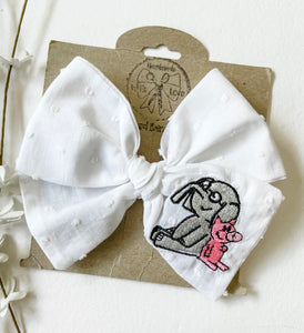 Elephant & Piggie (White) Bows and Headbands