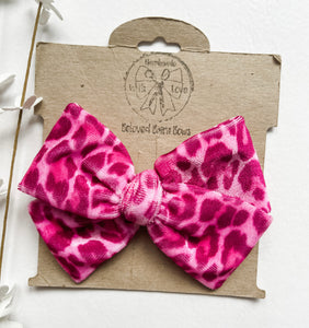 Pink Leopard Handtied Velvet Bows and Headbands