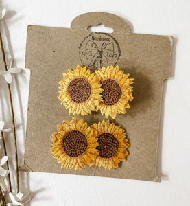 Sunflower Embroidered Clips and Headbands
