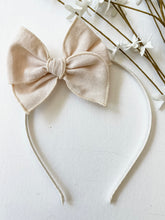 Load image into Gallery viewer, Ivory Linen Bows and Headbands