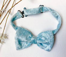 Load image into Gallery viewer, Crushed Baby Blue Velvet Bowtie
