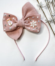 Load image into Gallery viewer, Pink Winter Wonderland Embellished Bow