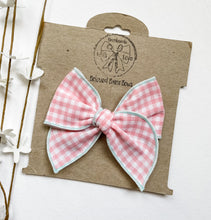Load image into Gallery viewer, *SALE* Pink/mint Gingham Bows and Headbands