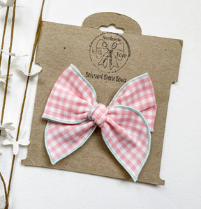 *SALE* Pink/mint Gingham Bows and Headbands