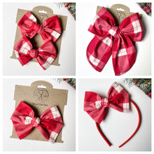 Load image into Gallery viewer, St. Nick Plaid Bows and Headbands