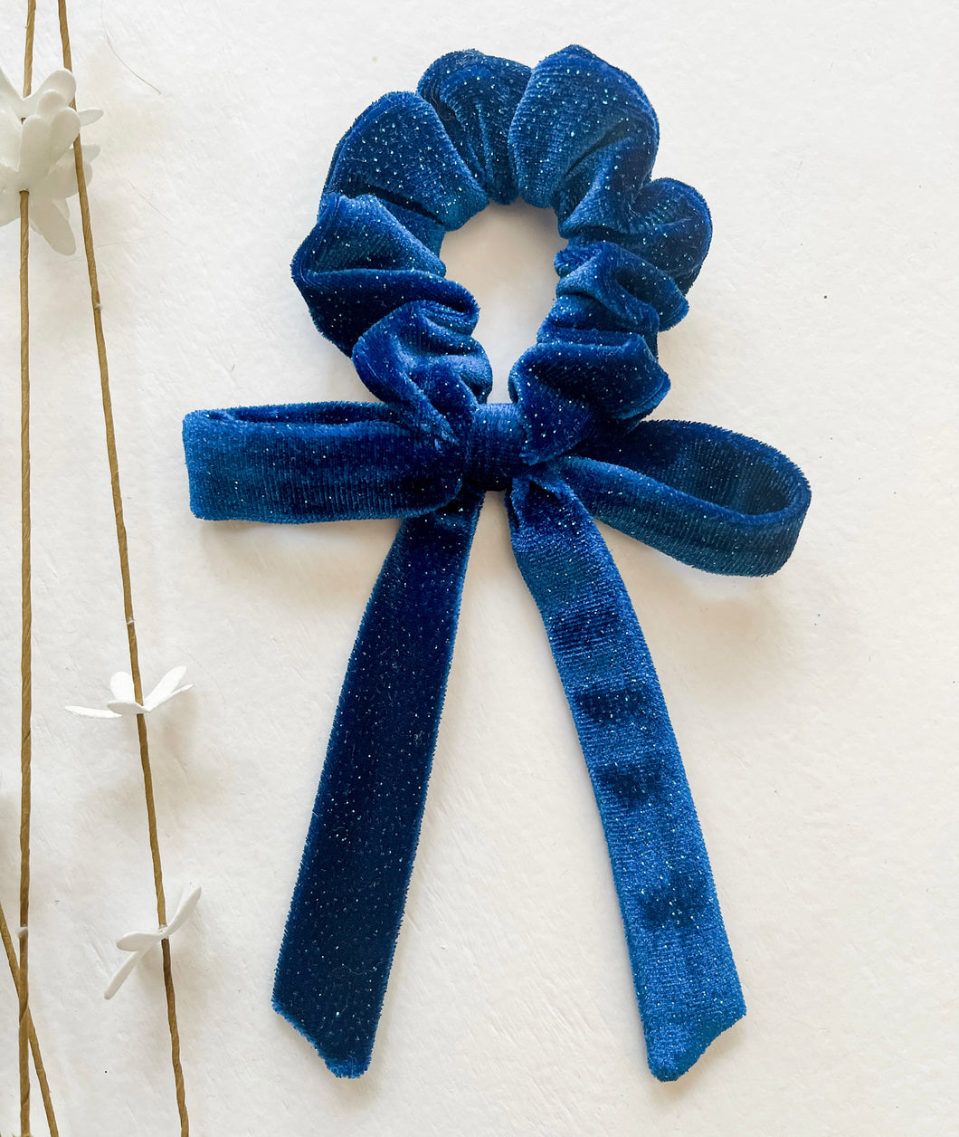 Blue Sparkle Bow Scrunchie