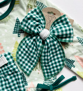 Green Gingham Lounge Bows