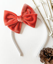 Load image into Gallery viewer, Burnt Sienna Velvet Handtied Bow