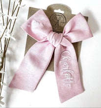 Load image into Gallery viewer, *4 Week TAT* Sweet Pink Linen Name Bows