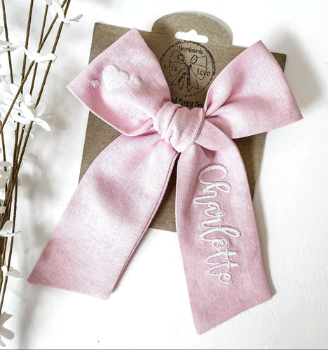 *4 Week TAT* Sweet Pink Linen Name Bows
