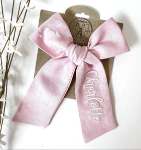 *4 Week TAT* Sweet Pink Linen Name Bows