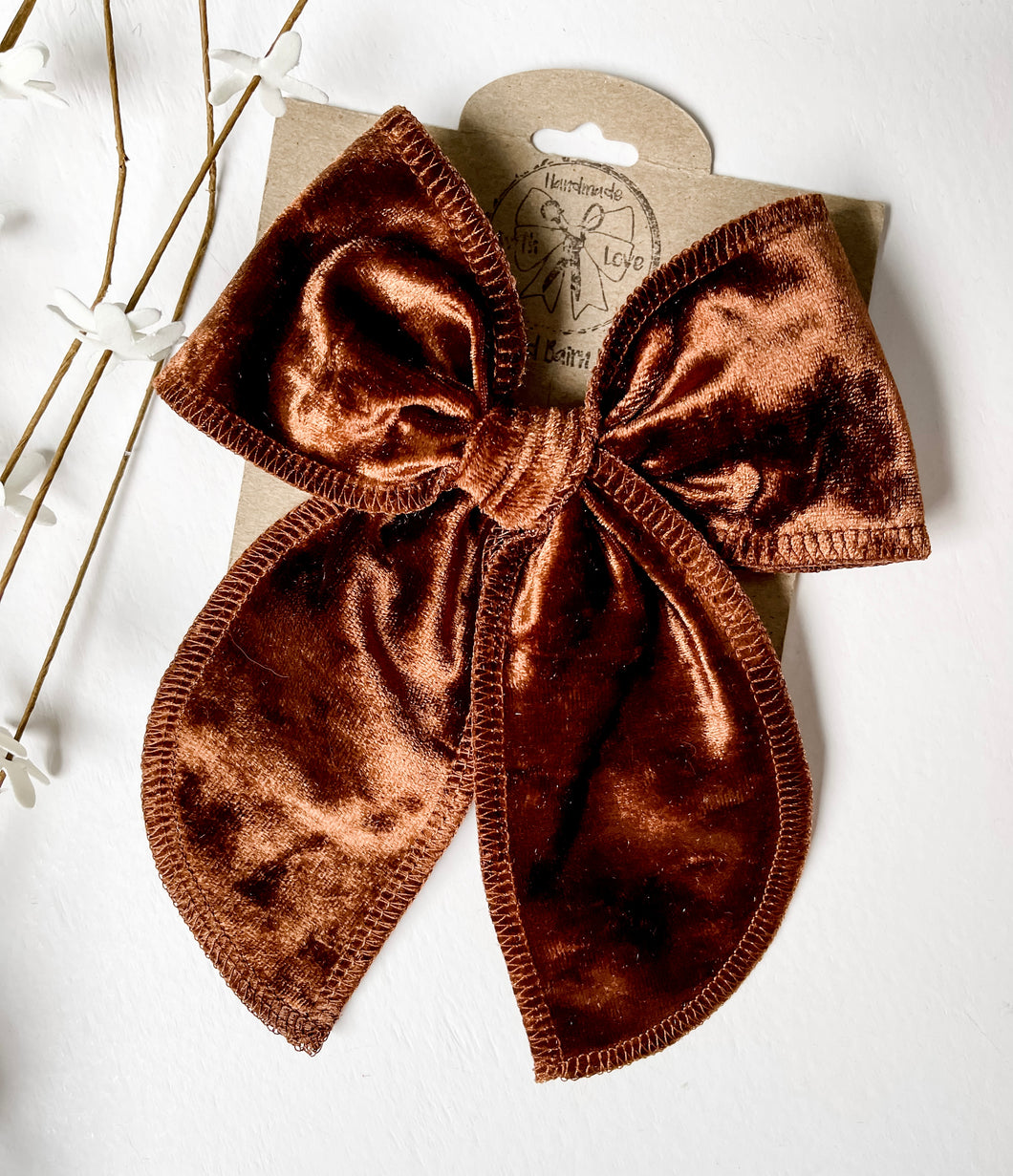 Chocolate Brown Velvet Bows