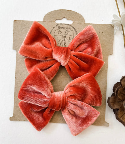 Burnt Sienna Velvet Handtied Bow